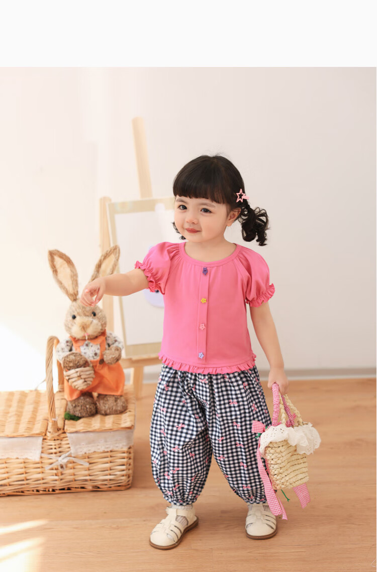 LUSON Baby Girl Pants, 2025 Summer New Stylish All-Over Print Joggers, Infant Mosquito-Proof Trousers 28