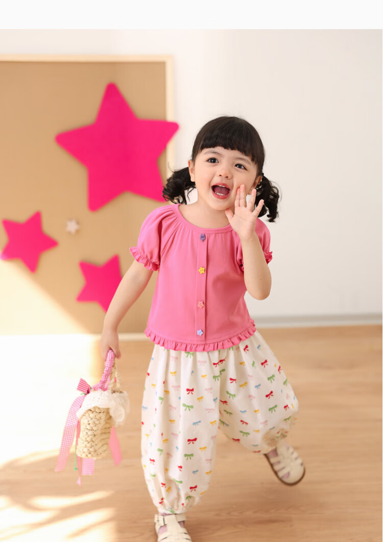 LUSON Baby Girl Pants, 2025 Summer New Stylish All-Over Print Joggers, Infant Mosquito-Proof Trousers 17