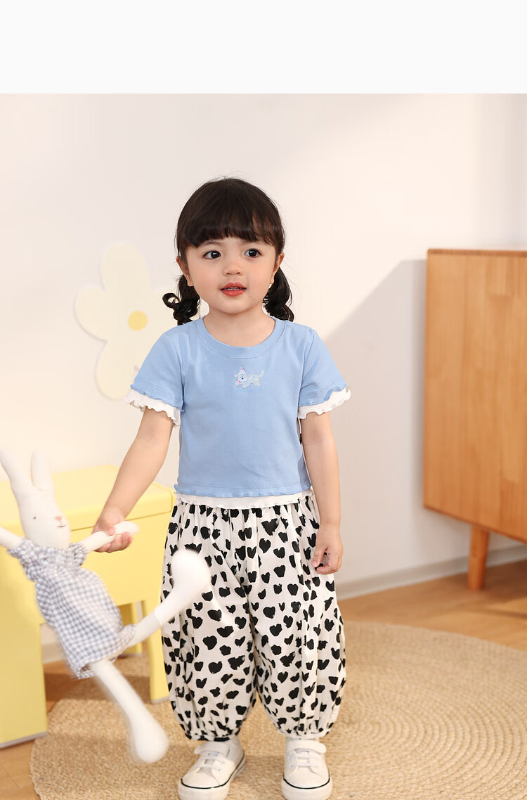 LUSON Baby Girl Pants, 2025 Summer New Stylish All-Over Print Joggers, Infant Mosquito-Proof Trousers 42
