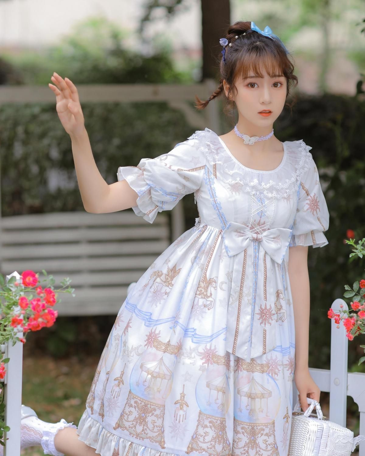 可爱甜洋气少女裙软妹公主裙茶会lo裙萝 【全套】玻璃乐园长柚(裙子