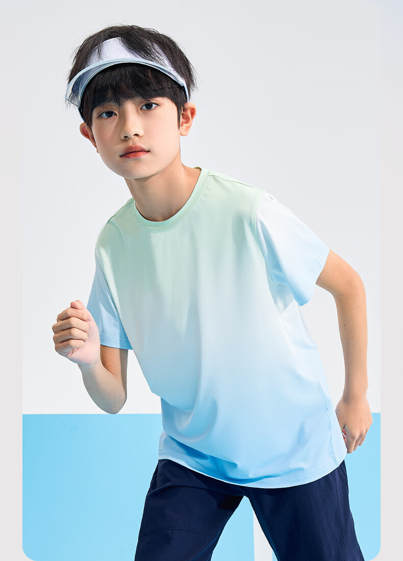 Jeanswest Boys' Summer Set 2026, Children's Short-Sleeve T-Shirt, Gradient Girls' Sports Top, Thin Style, Handsome Summer Outfit for Boys 5