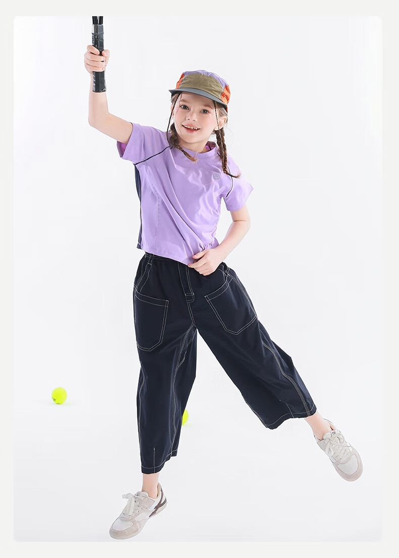 BANDOCIN Girls' Summer Lightweight Sports Capri Pants Stylish for Older Children, 2026 New Style, Dark Navy Blue, Size 120 12
