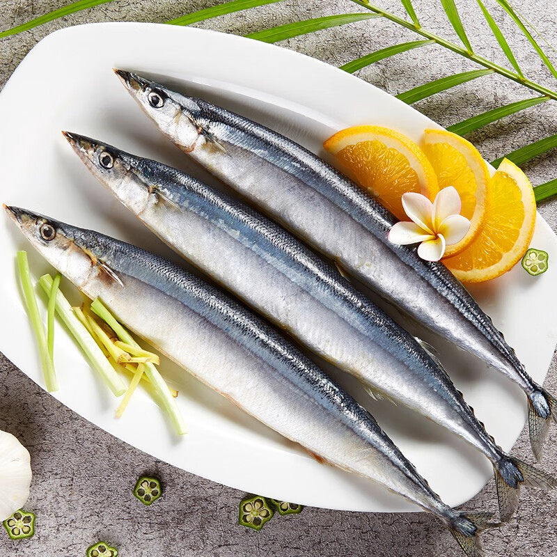大菜园 秋刀鱼 新鲜秋刀鱼 鲜活冷冻海鱼 竹刀鱼 碳烤秋刀鱼 2.5kg