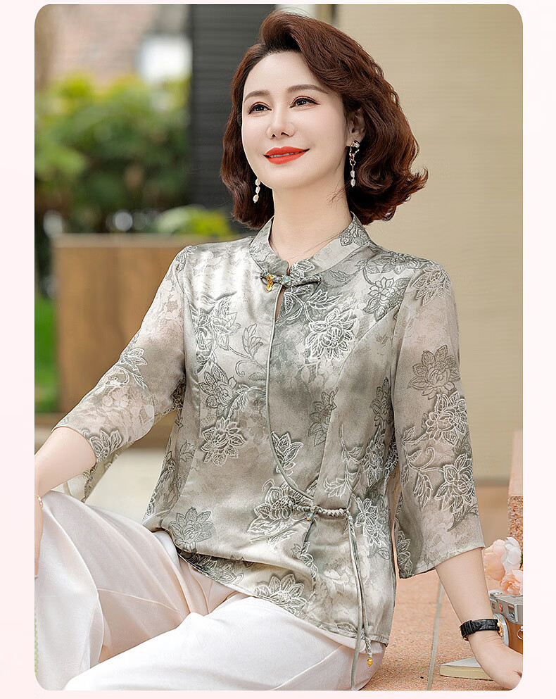 Hodo Mom Summer National Style Shirt T-Shirt 2026 New Fashion Loose Middle-aged and Elderly Women's Top and Pants Set 15