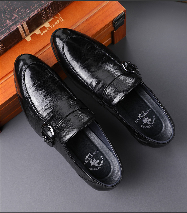 圣大保罗软羊皮皮鞋男士夏季薄款商务休闲鞋一脚蹬套脚低帮透气男鞋