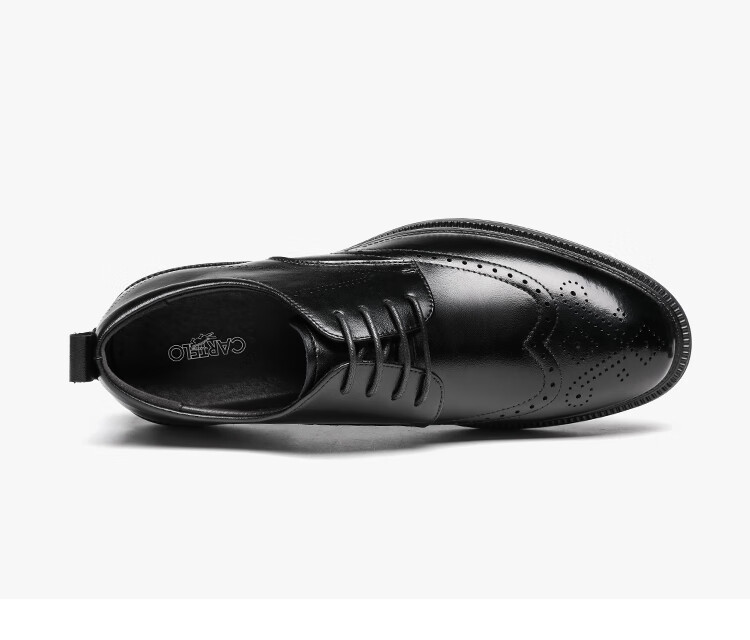 CARTELO British Brogue Leather Shoes for Men, Breathable Business Casual Low-Top Leather Shoes K056 Black Size 39 6
