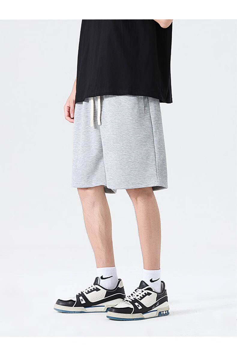 MINISO Men's Summer Casual Straight Fit Versatile Heavyweight Loose Over-the-Knee Shorts Z Dark Gray M 12
