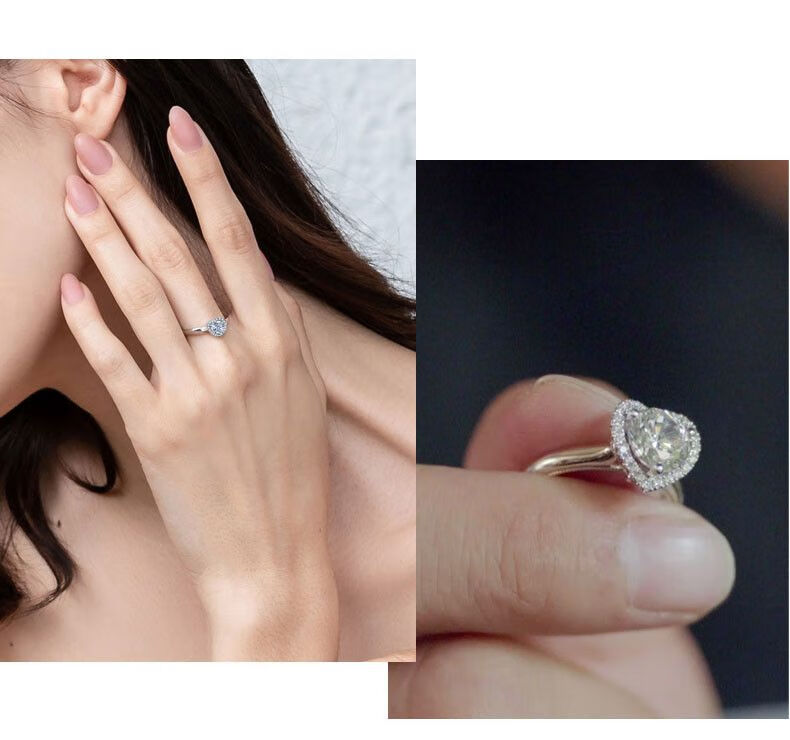 harry winston钻戒 莫桑钻圆包一克拉戒指女气质简约爱心求婚钻戒指环