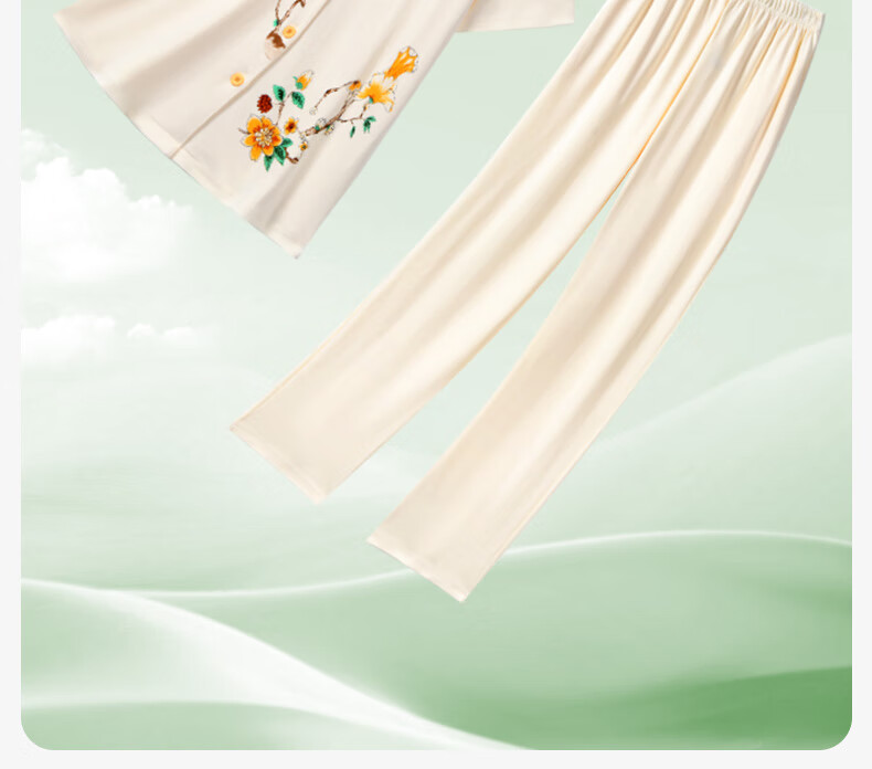QUEEN.EASY Women's Cotton Pajamas, Autumn 2026 New Style, Short-Sleeve Long Pants, Comfortable And Breathable, Cotton Loungewear, Chinese-Style Floral Patter 17