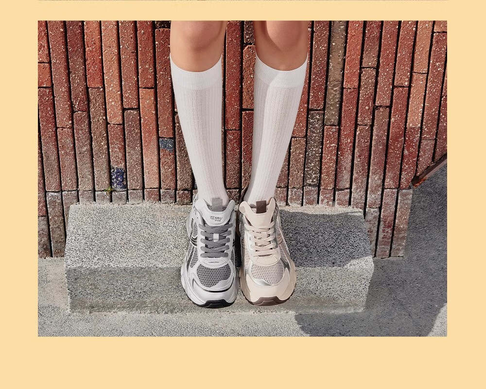 TOOMANYSHOES Celebrity Style Unisex Casual Sports Thick-Soled Platform Dad Sneakers Swirl Center Silver Gray Size 37 5