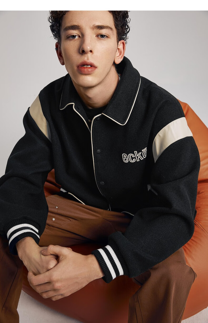 【chuck联名】ecko犀牛潮牌22aw美式复古pu贴布绣定制罗纹棒球服男女