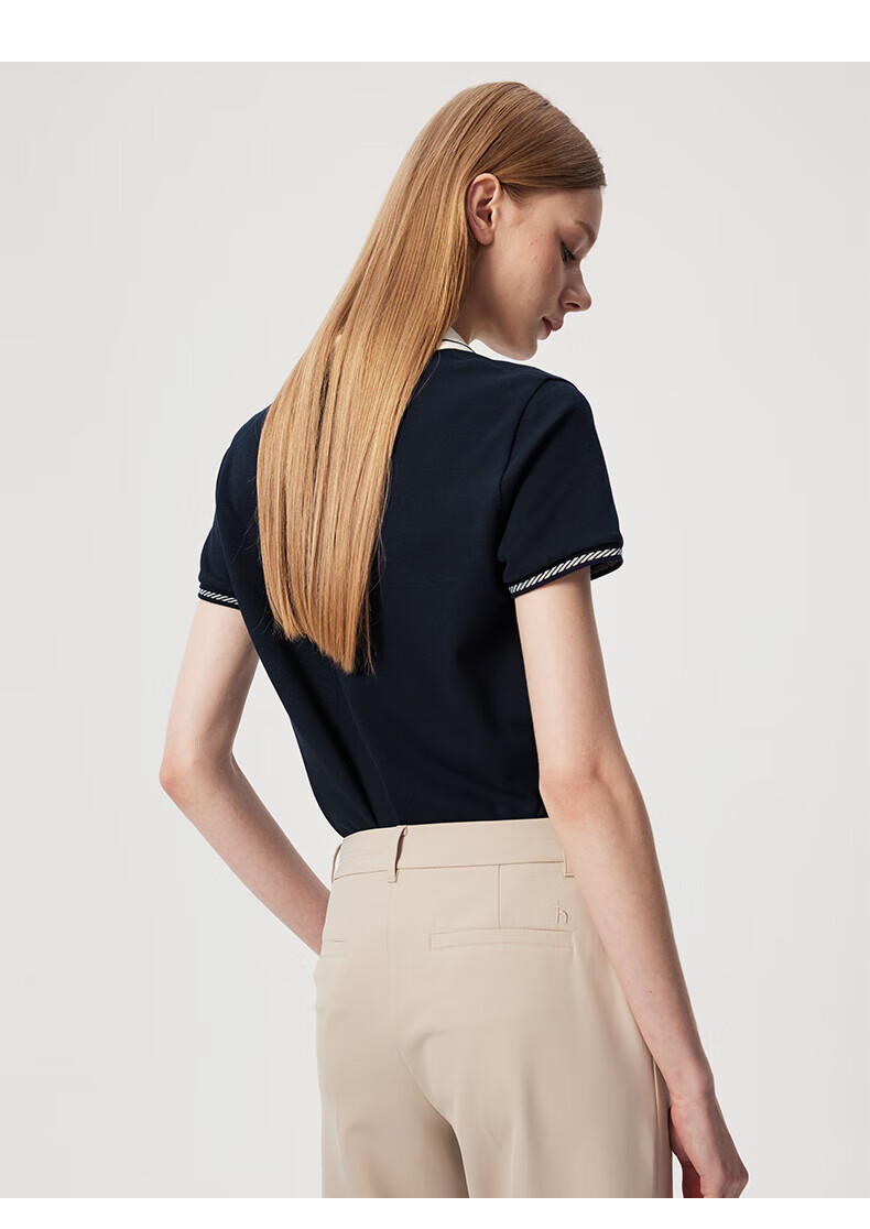 HAZZYS Women's Summer New Color-Block Collar Casual Commuting Polo Shirt ASTSE0CBE13 7