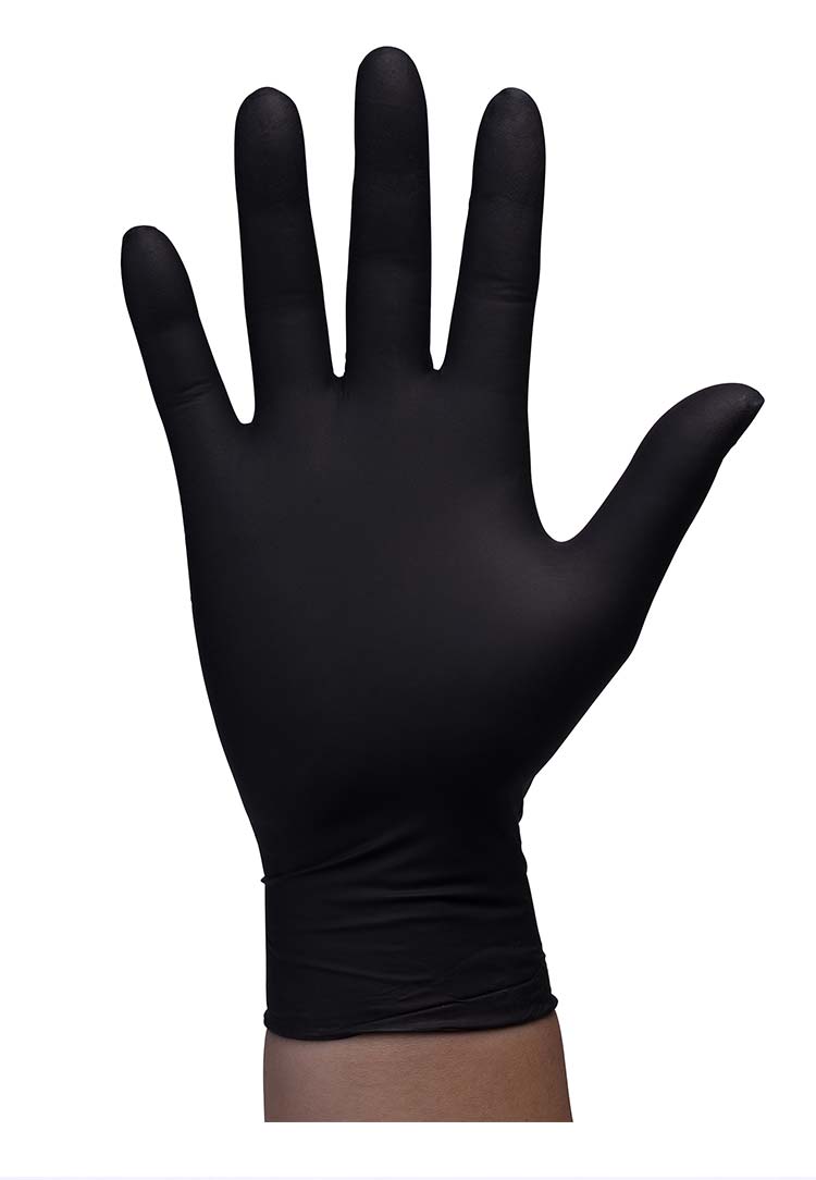 宾毅一次性黑橡胶丁晴手套医牙科加厚pvc防油纹绣劳保乳胶女手套 黑色