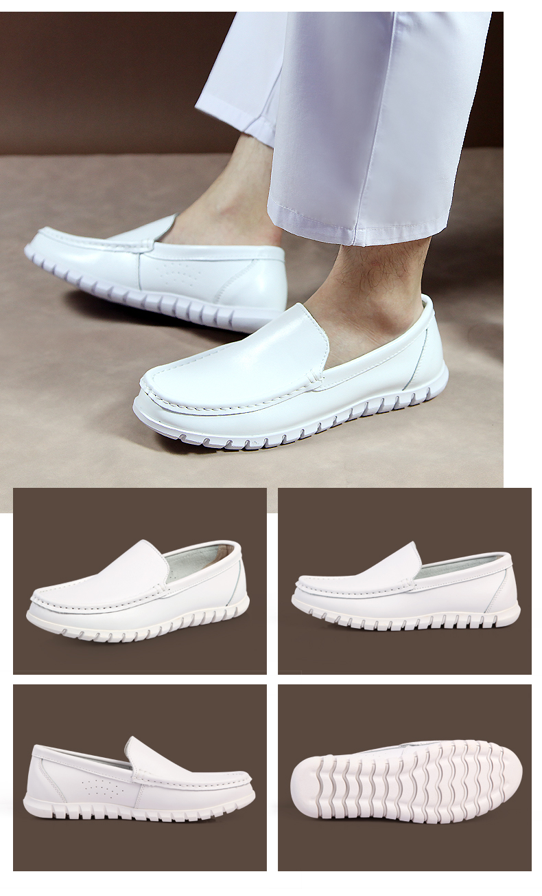 大礼拜男士医生鞋工作鞋真皮舒适软底白色 bj003白色 39【图片 价格