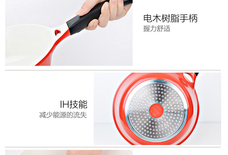 LOCK&LOCK Colorful Low-Oil Non-Stick Frying Pan with Salt Flat Bottom Ceramic Pan for Induction And Gas Stoves, Red, 28cm 18