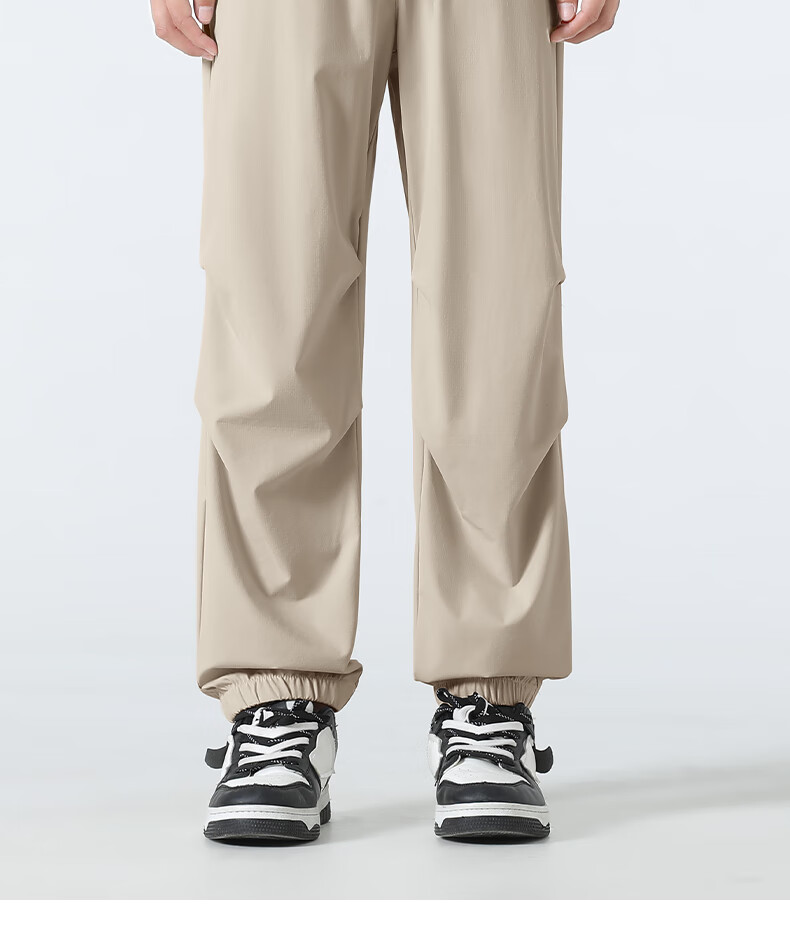 MINISO Men's Sports Casual Pants, Summer Cool-Feeling Quick-Dry High Street Premium Tactical Cargo Pants Trendy, Light Beige, M 3