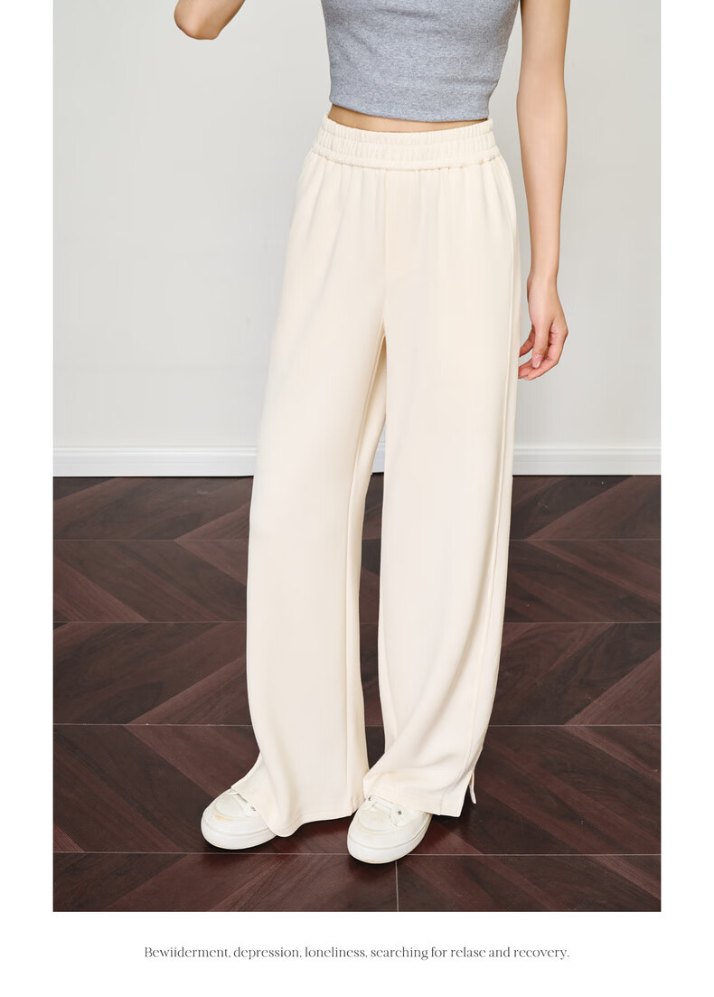 Oulain Loose Casual Pants for Women, Summer High-End Wide-Leg Trousers with Draping Effect, Gray, M 12