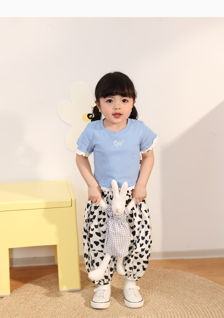 LUSON Baby Girl Pants, 2025 Summer New Stylish All-Over Print Joggers, Infant Mosquito-Proof Trousers 41