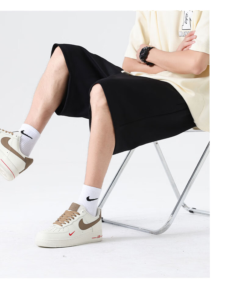 MINISO Men's Summer Casual Straight Fit Versatile Heavyweight Loose Over-the-Knee Shorts Z Dark Gray M 17