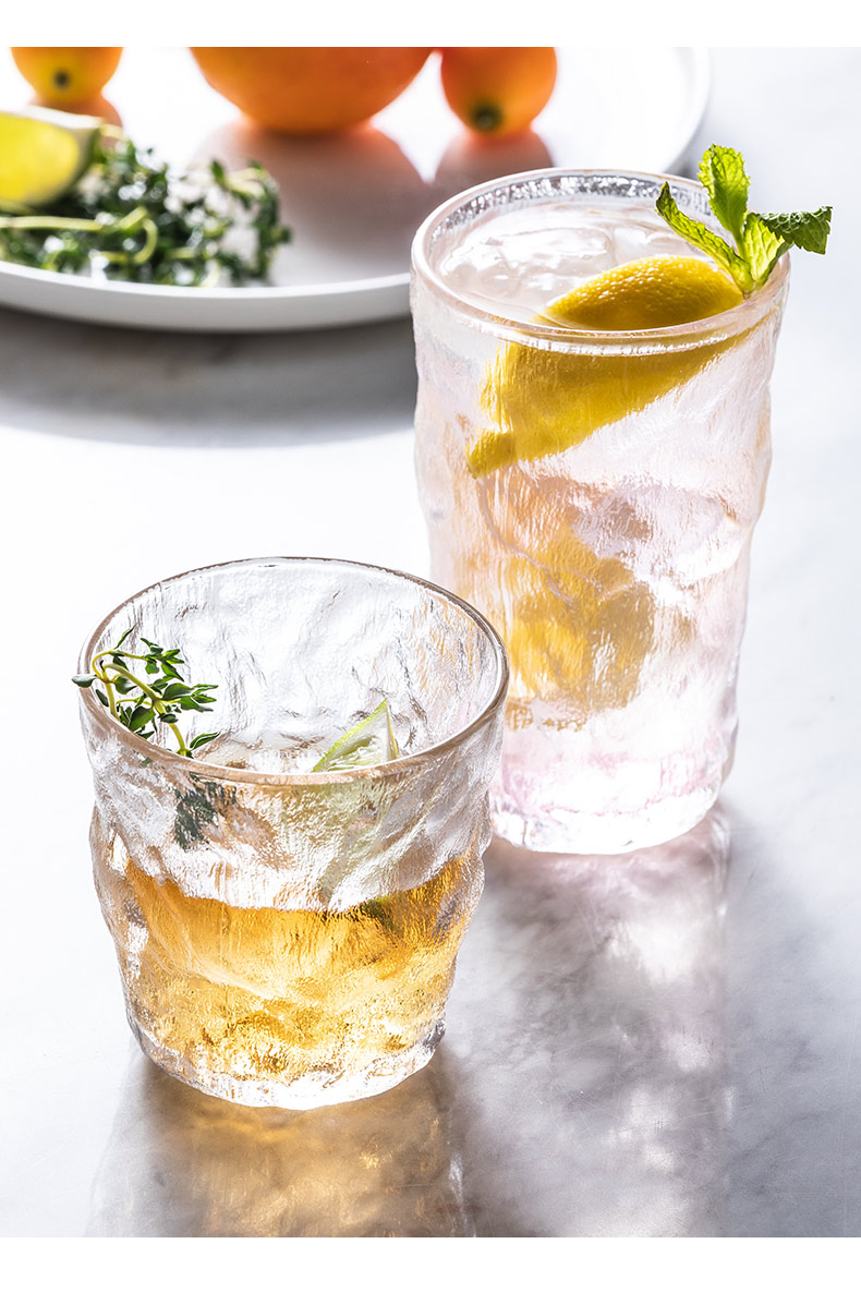 兴润厚 冰川创意锤纹杯耐热磨砂玻璃杯ins透明家用水杯凉茶杯夏天