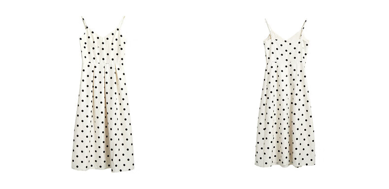 Olrain Eurielle Summer Women's Simple Elegant Adjustable Strap V-Neck French Polka Dot Slip Dress Women Polka Dot XL 21