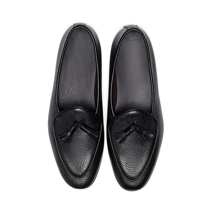 cl男士英伦潮流乐福鞋商务休闲皮鞋一脚蹬流苏套脚办公室男鞋 棕色 40