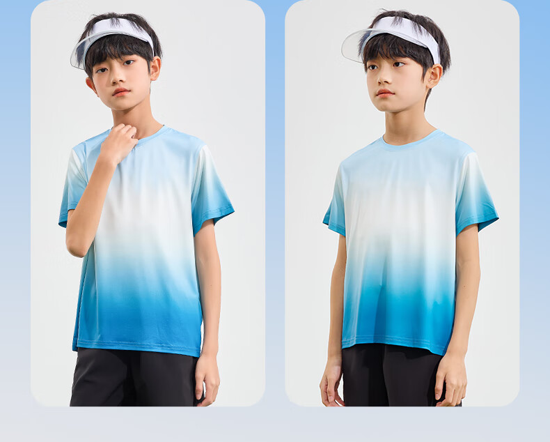 Jeanswest Boys' Summer Set 2026, Children's Short-Sleeve T-Shirt, Gradient Girls' Sports Top, Thin Style, Handsome Summer Outfit for Boys 4