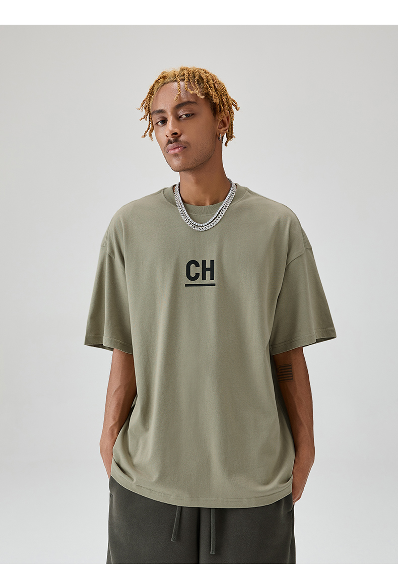 chinism高光系列ch基础logo印花短袖t恤男潮牌美式半袖c