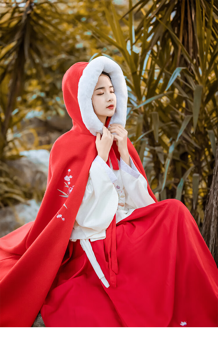 改良汉服女秋冬斗篷披风长款古风斗篷披风加绒日常学生古装仙中国风