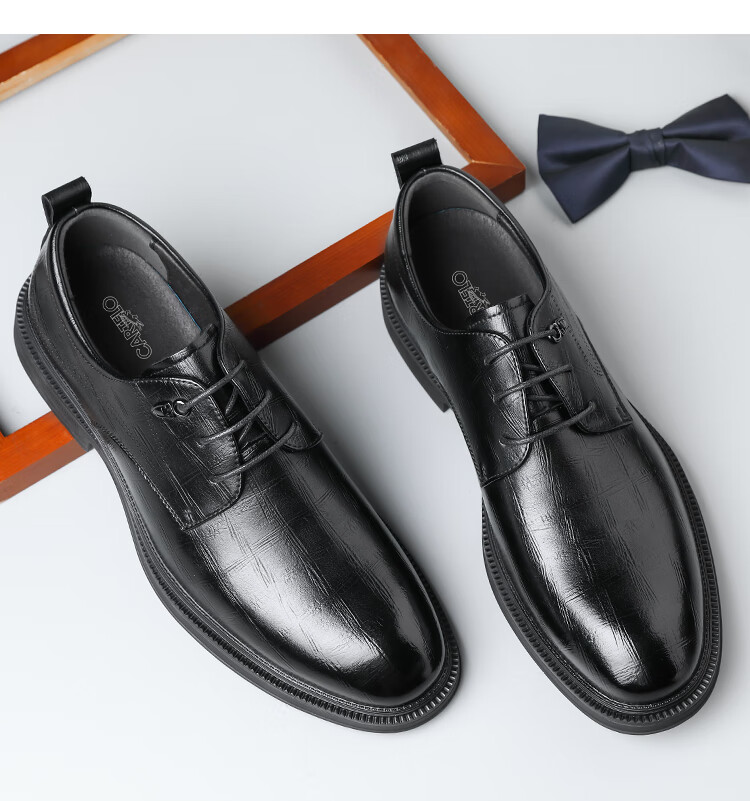 CARTELO 2025 New Men's Leather Shoes, Breathable Business Casual Men's Shoes, British Style Dress Shoes K059 Black Size 40 2