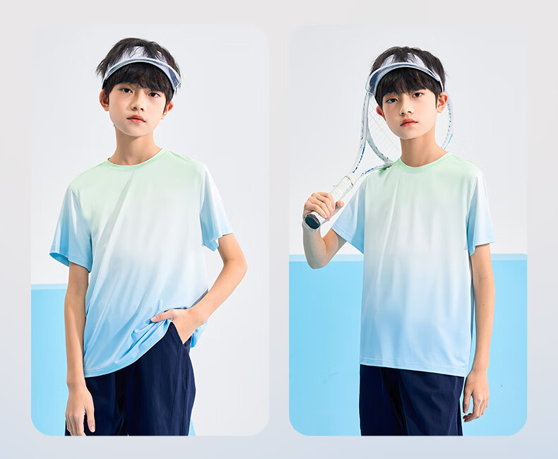 Jeanswest Boys' Summer Set 2026, Children's Short-Sleeve T-Shirt, Gradient Girls' Sports Top, Thin Style, Handsome Summer Outfit for Boys 6