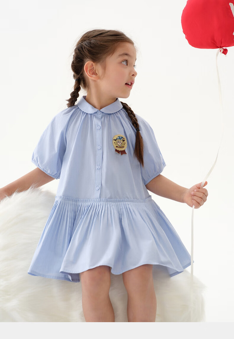 M.Latin [Magic Wind Elf] Children's Clothing, Malatin 2025 Summer New Girls' Retro Academic Short-Sleeve Dress 8