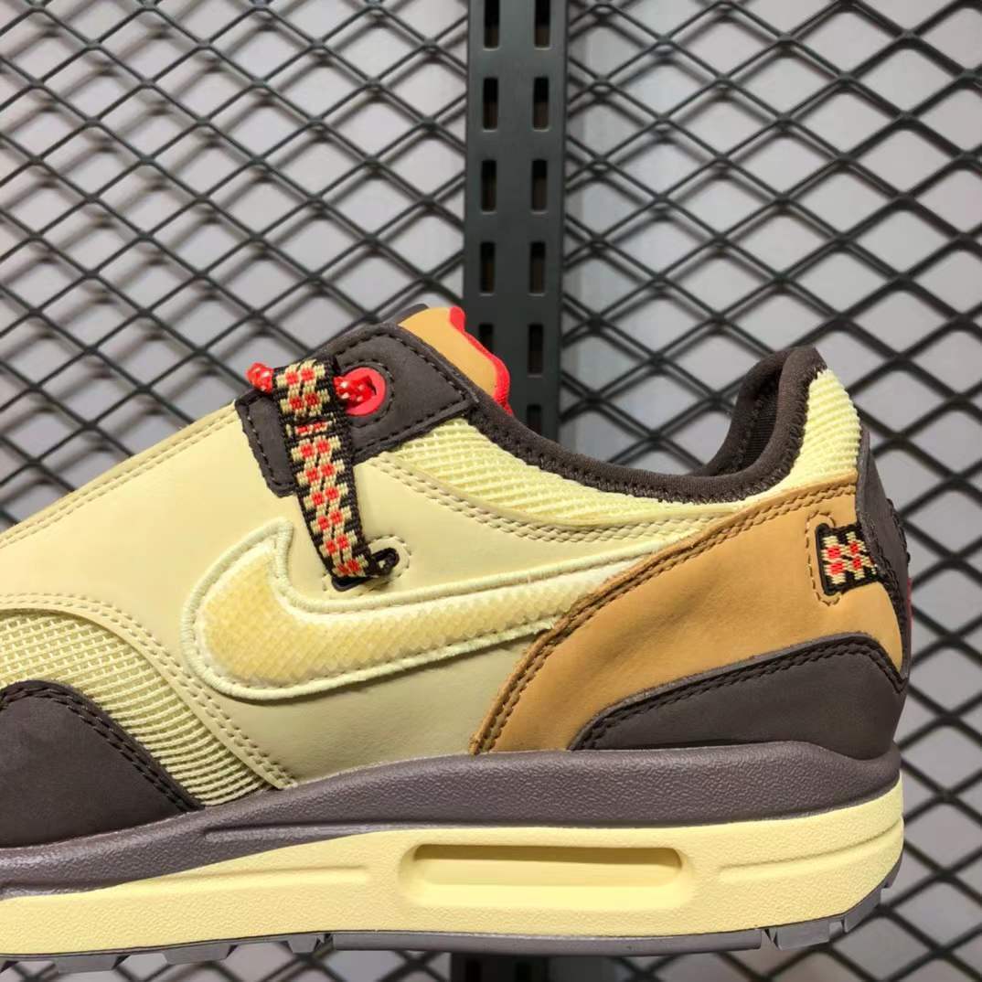 travis scott max1倒钩ts联名 复古休闲跑步鞋卡其棕小麦色男女鞋