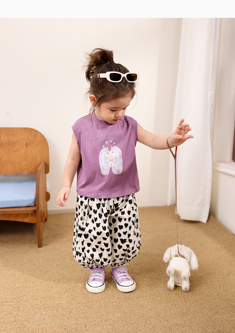 LUSON Baby Girl Pants, 2025 Summer New Stylish All-Over Print Joggers, Infant Mosquito-Proof Trousers 37