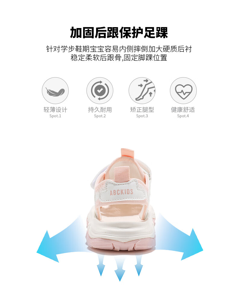 ABC KIDS Girls Summer Princess Shoes Children's Sandals Soft Sole Beach Shoes Big Kids 28 White/Pink 3234 2
