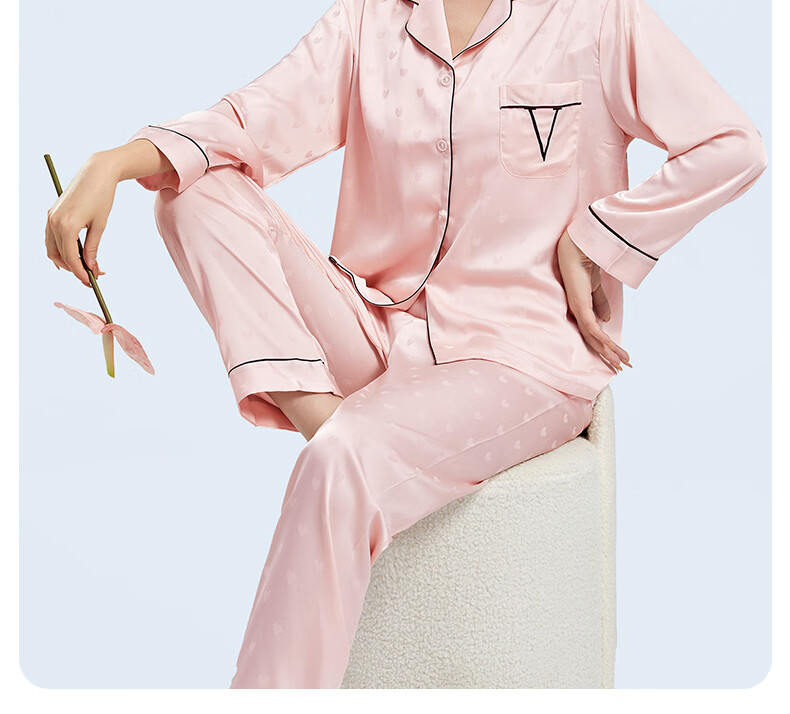 Женская пижама LangSha, комплект из лонгслива и брюк, летняя, с длинным рукавом, размер 2XL, светло-розовый