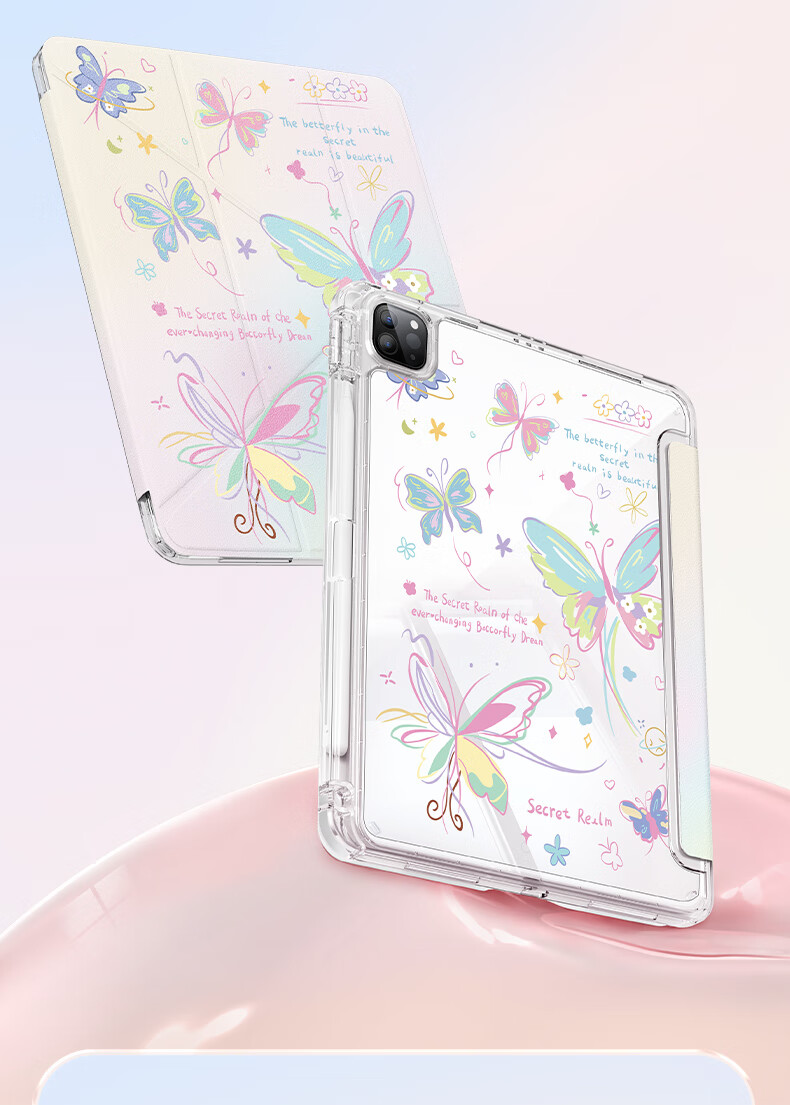 Kelimann iPad Air 8/7/6 Tablet Case 11-inch Protective Cover 2026/25/24 Shockproof Cooling Acrylic Pen Slot Rotatable Unisex - Starry Cat 2