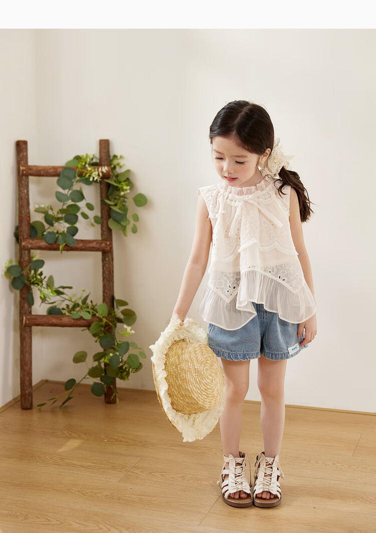 LUSON Children's Clothing, Baby Lace Hollow-Out Dress, Girls' Sleeveless Tank Top And Blouse Set, Summer 2025 11
