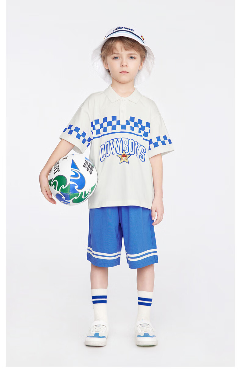 MQD Boys' Summer New Arrival, Preppy Style Sports Casual Short-Sleeve Top And Shorts Two-Piece Set 2