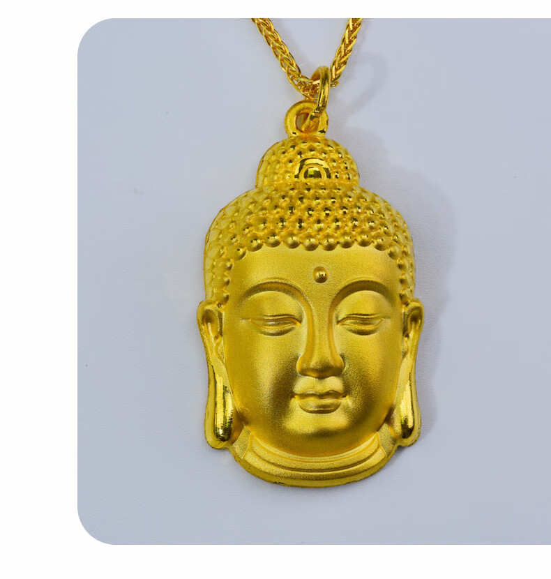仙缘9999足金黄金佛头吊坠女金佛项链女款佛坠3d硬金礼物女生 黄金