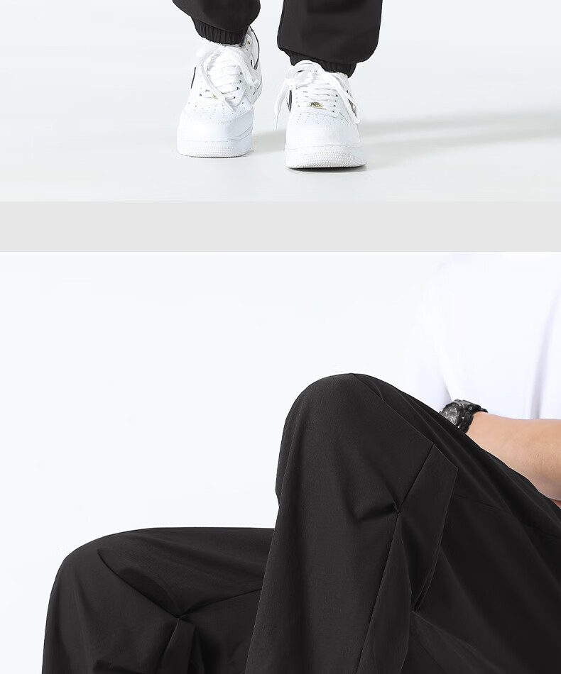 MINISO Men's Sports Casual Pants, Summer Cool-Feeling Quick-Dry High Street Premium Tactical Cargo Pants Trendy, Light Beige, M 9