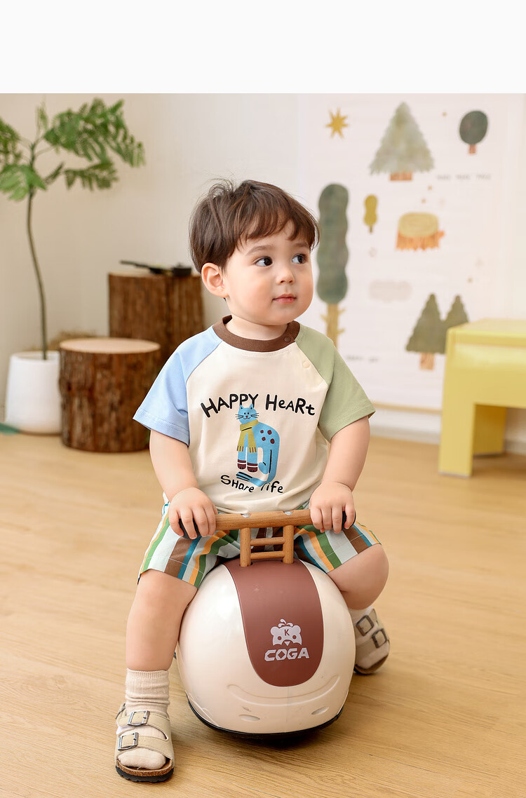 LUSON Baby Boy Short Sleeve T-Shirt, Cute Round Neck Contrasting Color Raglan Sleeve, New Style for 2025, Infant Top 8