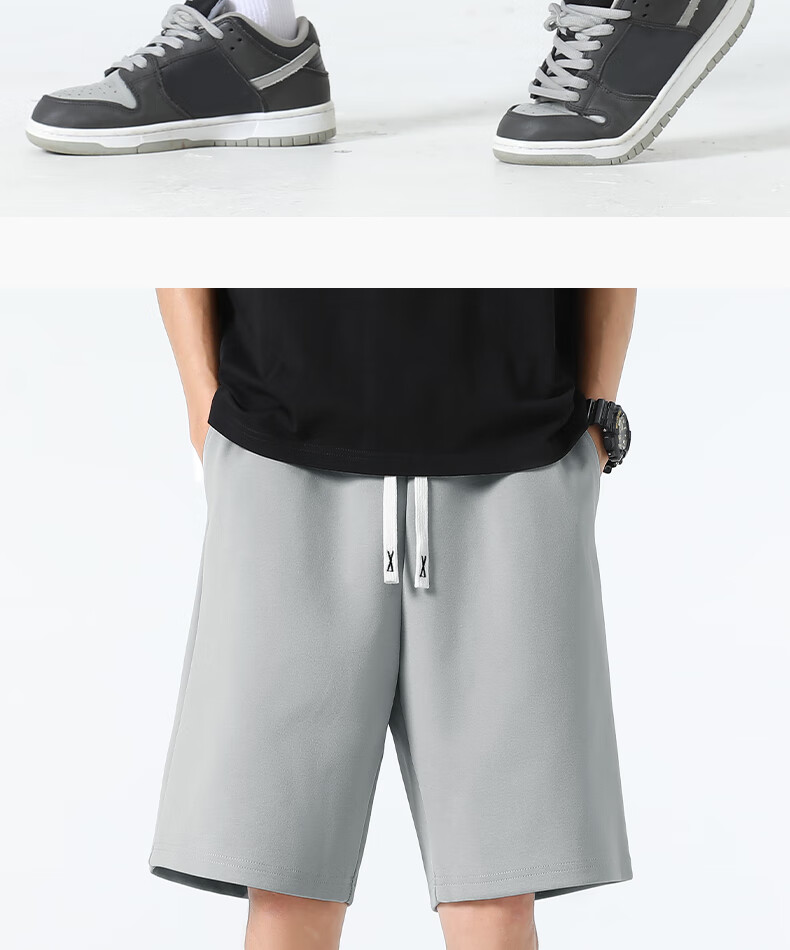 MINISO Summer Shorts for Men, Quick-Dry Sports Casual Trendy Antibacterial Sun-Resistant Outdoor Men's Knee-Length Shorts Z Light Gray L 20