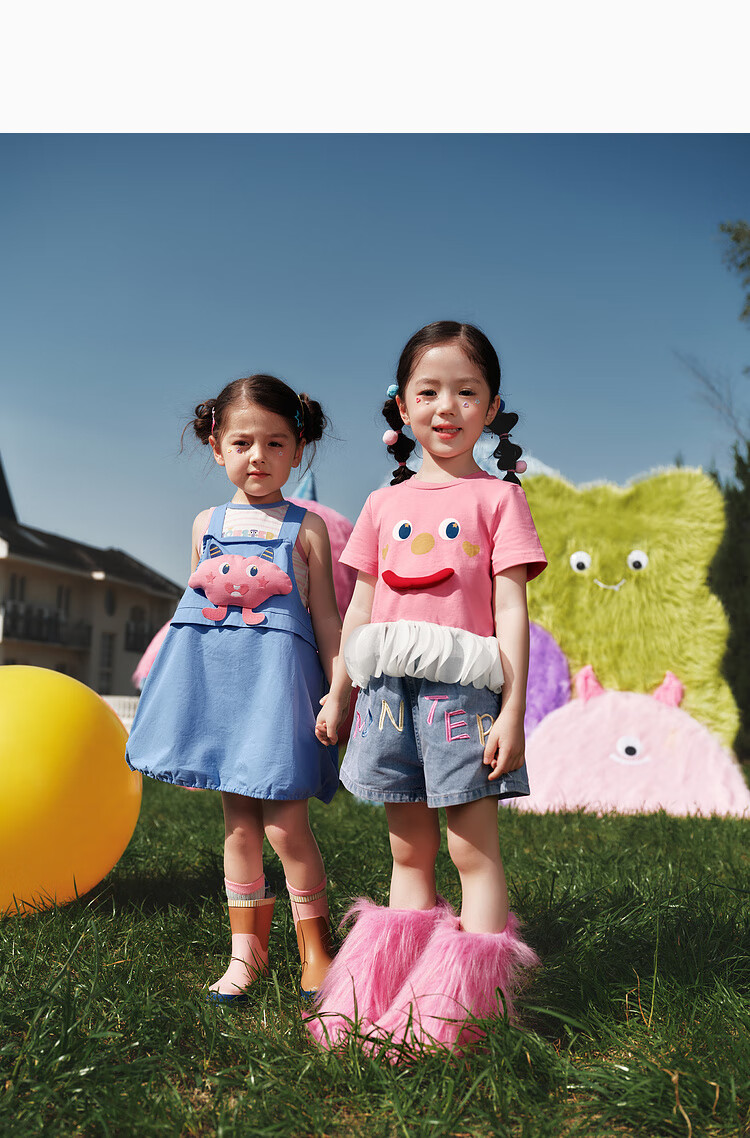 LUSON Children's Clothing, Baby T-Shirt Set for Girls, Stylish Summer New Design, Little Monster Girl's Shorts Set 17