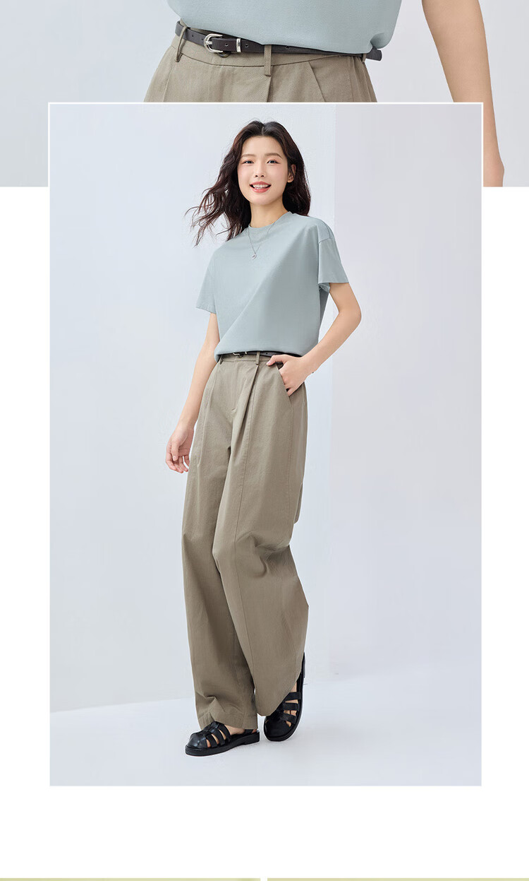 Giordano Women's T-Shirt, Pure Cotton, Skin-Friendly, Elegant Blouse, Comfortable Loose-Fitting Turtleneck Top, Short Sleeve, 05322396 14