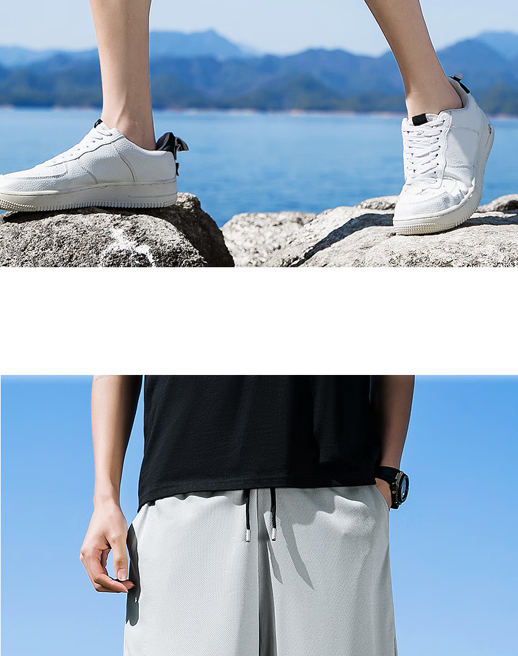 MINISO Men's Sports Shorts Summer Casual Loose Basketball Running Five-Point Ice Silk Shorts Z Dark Gray L 12