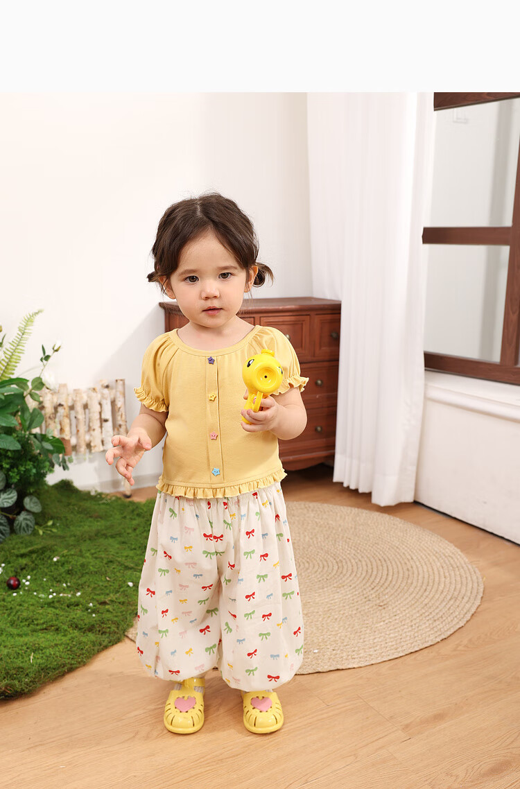 LUSON Baby Girl Pants, 2025 Summer New Stylish All-Over Print Joggers, Infant Mosquito-Proof Trousers 22