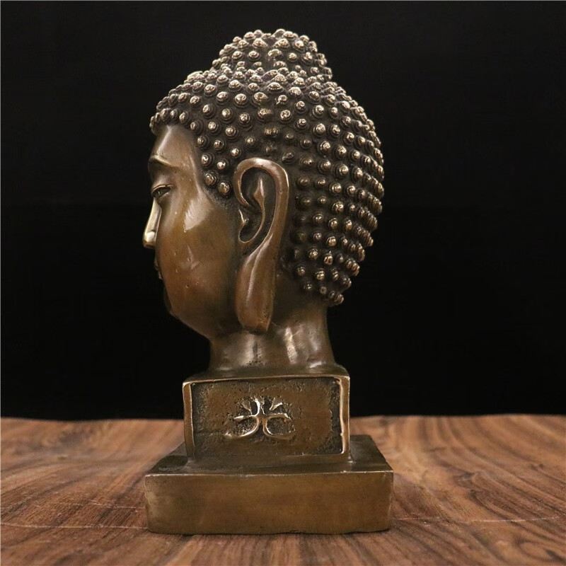 佛光普照印人物桌面摆件 仿古佛释迦摩尼佛头客厅家居装 佛头印重2