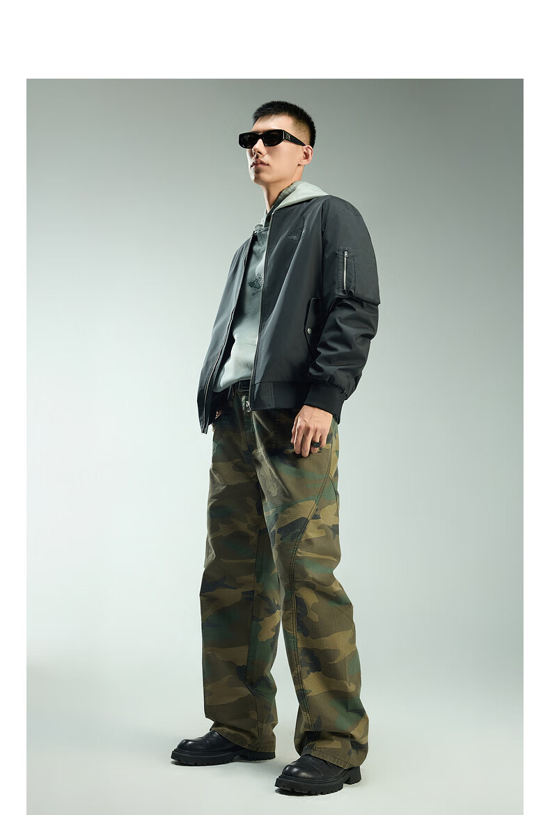 CABBEEN Men's Baseball Collar Jacket with Polyester Suede Twill (Triple Protection), 3D Embroidery and Printed Long Sleeves 4