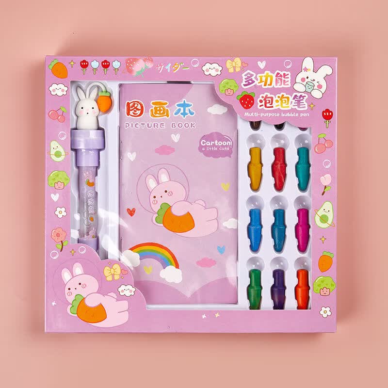 泡泡笔多功能儿童神奇的魔法笔抖音可以吹泡泡笔卡通可爱滚轮印章